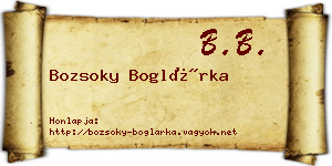 Bozsoky Boglárka névjegykártya